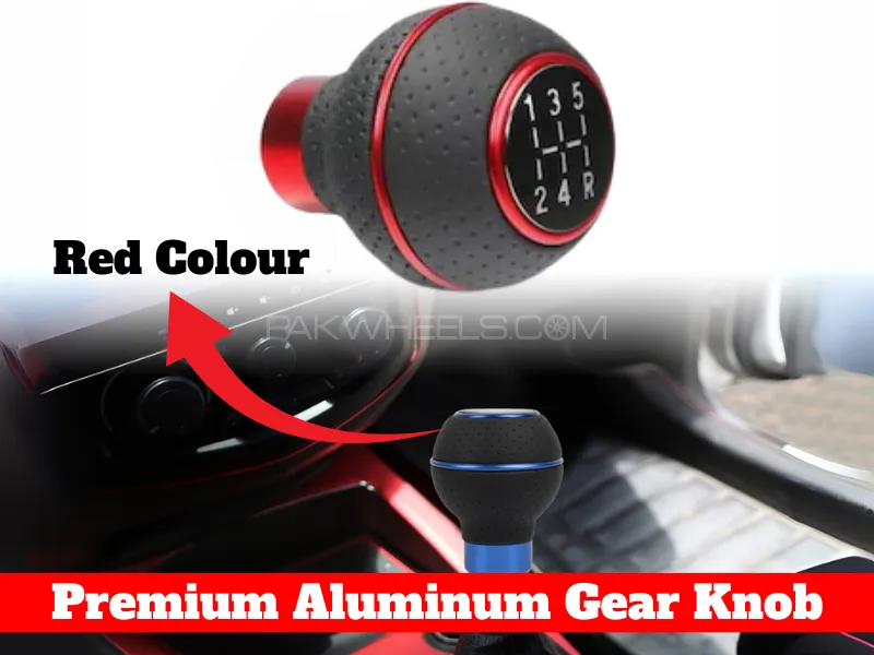 Premium Quality Car 5 Speed Manual Transmission Gear Shift Knob Momo Silicone-Black with Red  Color Image-1