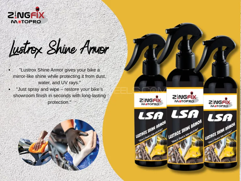 Zingfix Lustrox Shine Armor – 400ML (Pack of 3) | Instant Gloss & Surface Protection Spray Image-1