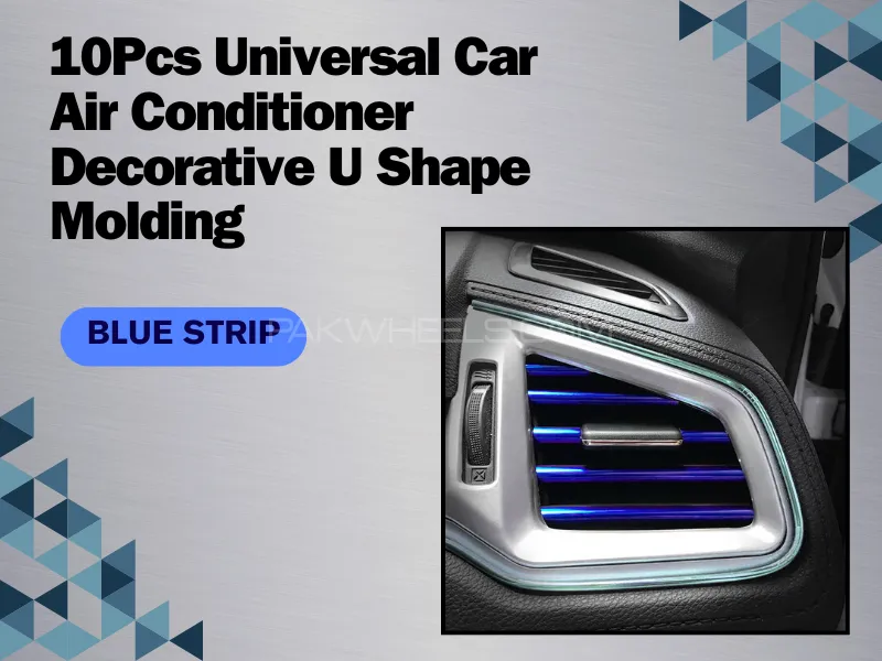 10Pcs Universal Car Air Conditioner Decorative U Shape Molding Strips Blue Image-1