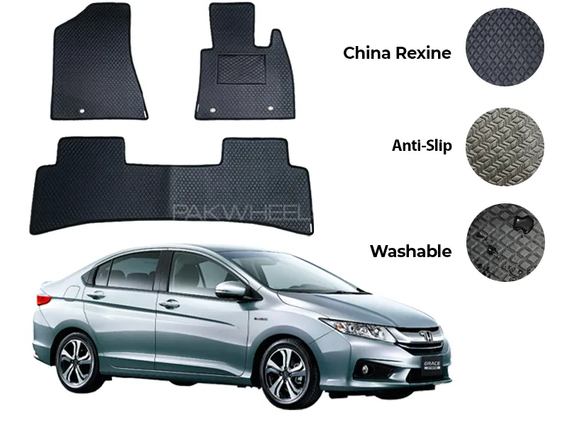 Honda Grace Hybrid China Rexine Floor Mat 3PCS - Model 2014-2020 Image-1