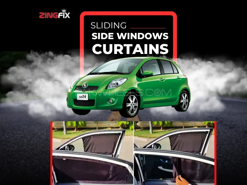 Zingfix Sliding Side Window Curtains for Toyota Vitz (2005-2010) – UV Protection & Privacy Shades Image-1