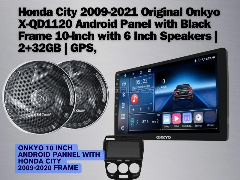 Honda City 2009-21 Original Onkyo X-QD1120  Android Panel with Black Frame 10-Inch | 2+32GB |  2 6 Image-1