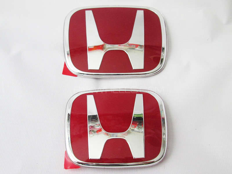 Front & Back Emblem - Red - Civic 2002 Image-1