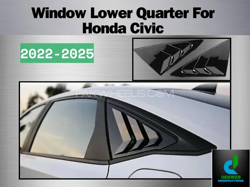 Glossy Black Window Lower Quarter For Honda Civic 2022-2025 Image-1