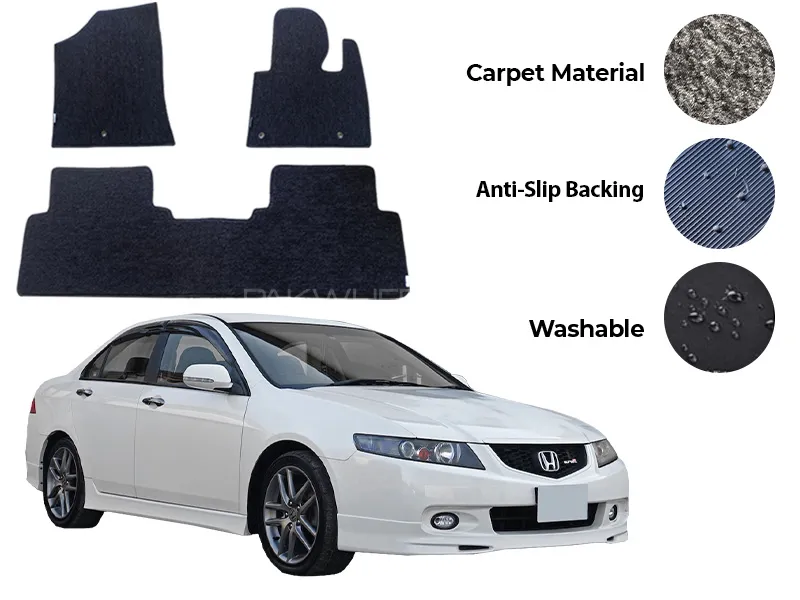 Honda Accord CL7/ CL9 Genuine Fitting Carpet Floor Mat 3PCS - Model 2002-2007 Image-1