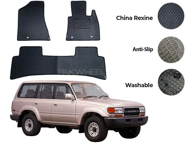 Toyota Prado FJ80 China Rexine Floor Mat 3PCS - Model 1990-1998 Image-1