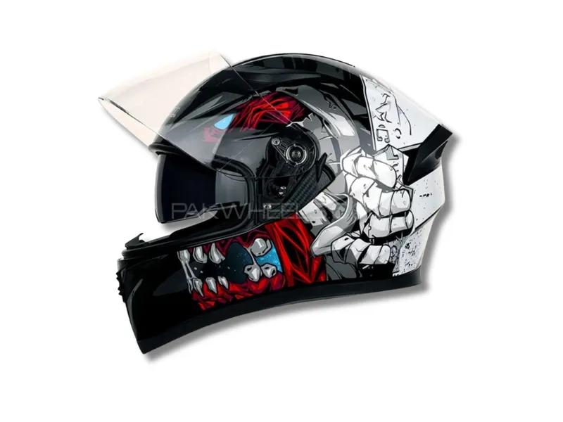 Vector JAW Shine Full Face Helmet – Red, White & Black | Dual Visor | DOT Certified (MEDIUM SIZE) Image-1