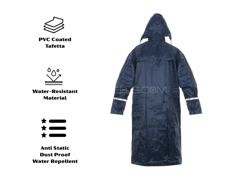 Heavy-Duty Bikers Raincoat – PVC Coated Taffeta 190T | Waterproof | Navy Blue (XL) Image-1