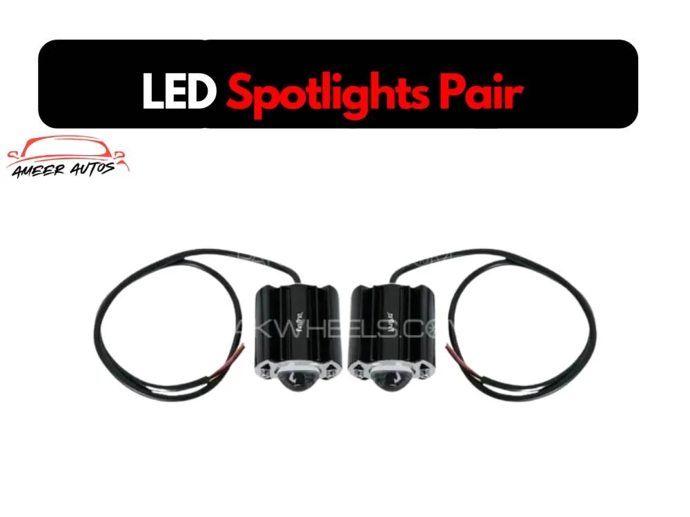 PAIR – Single Lens LED Spotlights – Compact Driving & Fog Lights for Bikes and Cars Image-1