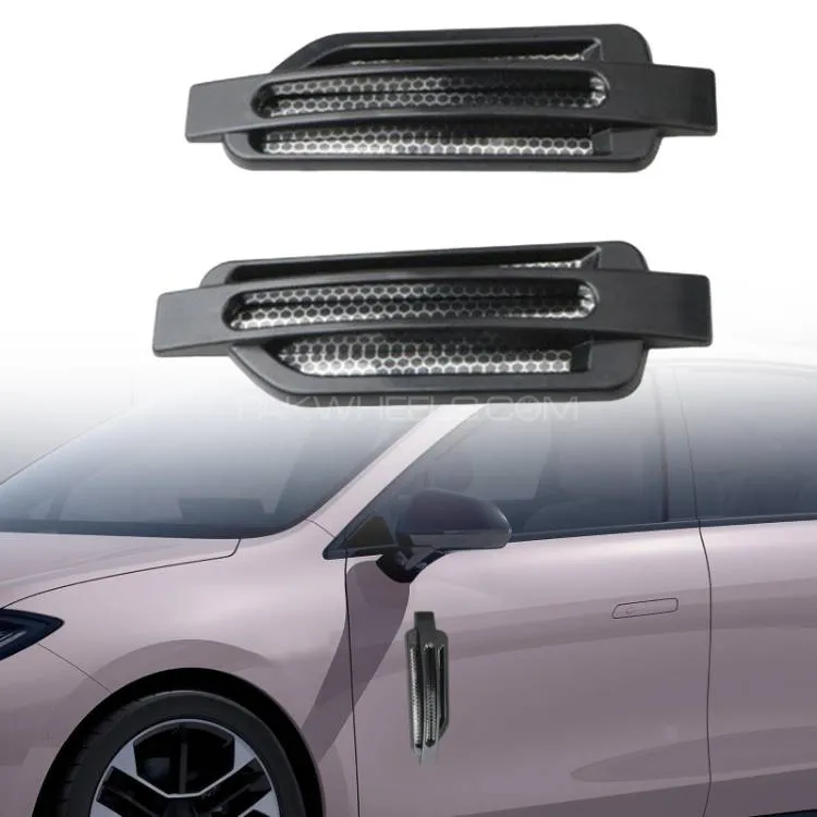 Universal Black Side Vent Air Intake Flow Cover Car Exterior Decoration 2 Pcs Set Image-1