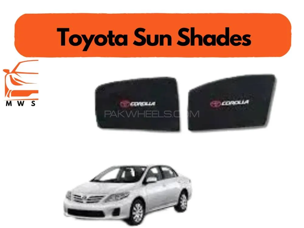 Toyota Corolla 2009-2012 Fix Side Shade With Logo Black UV Protection Heat Protection Image-1