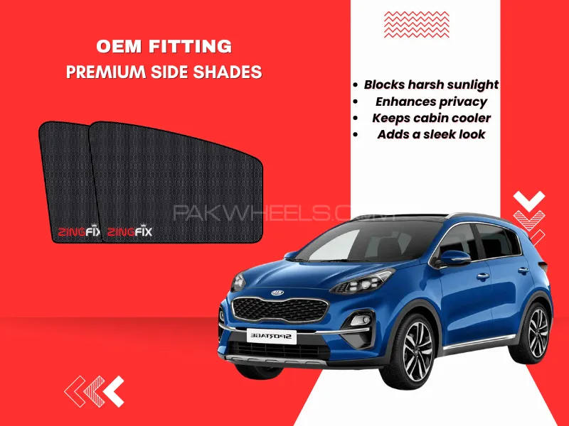 Zingfix Premium Mesh Foldable Side Window Shades for KIA Sportage Image-1