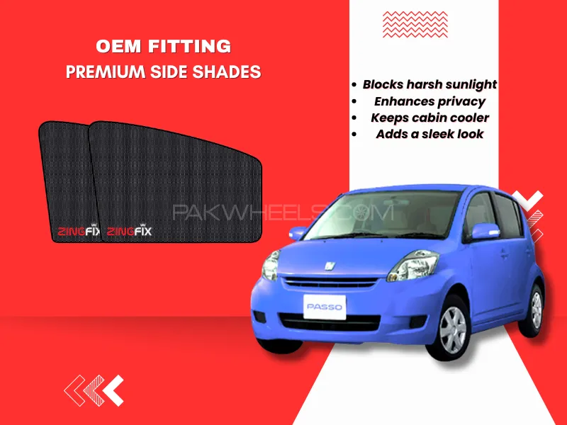 Zingfix Premium Mesh Foldable Side Window Shades for Toyota Passo (2005-2010) Image-1