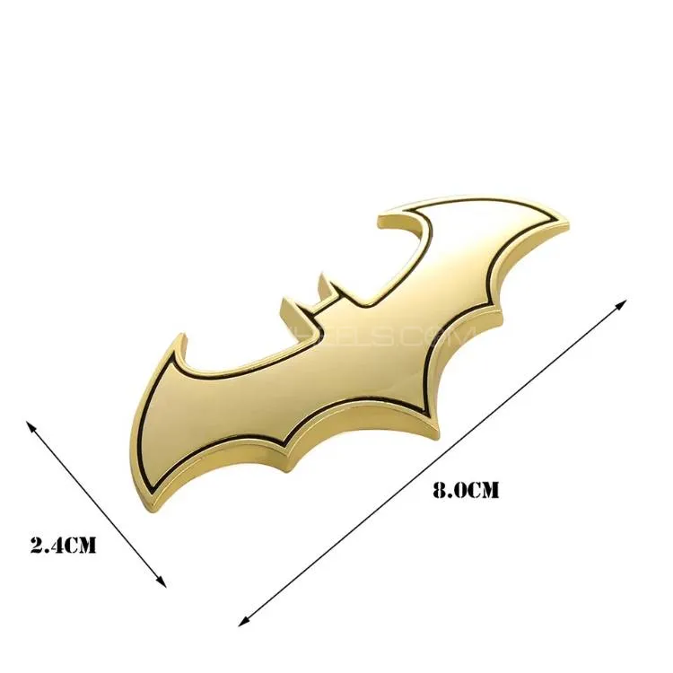 3D Metal Bat Man Logo Car Styling Decoration Sticker Gold Colour Image-1