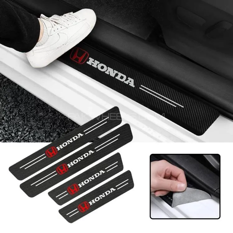 4Pcs Car Door Carbon Fiber Anti Stepping Protection Stickers Honda Image-1