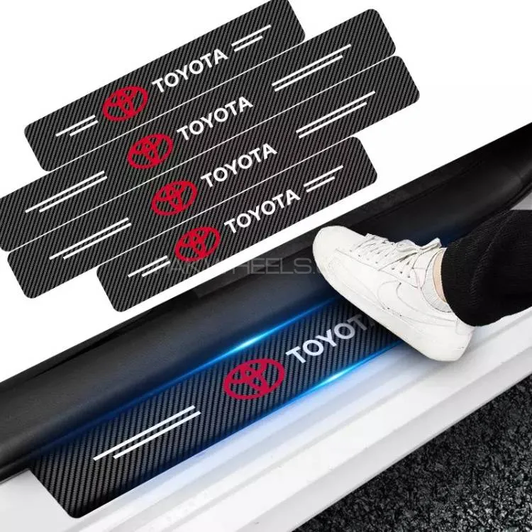 4Pcs Car Door Carbon Fiber Anti Stepping Protection Stickers Toyota Image-1