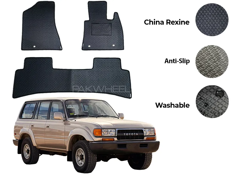 Toyota Land Cruiser China Rexine Floor Mat 3PCS - Model 1990-1998 Image-1