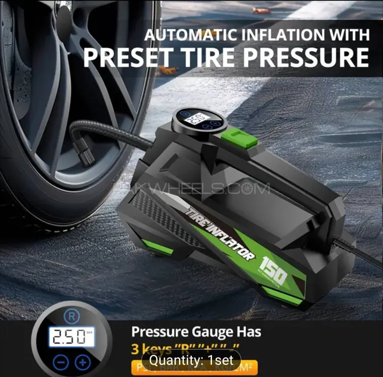 150 PSI Digital Car Tire Inflator with LED Light Image-1