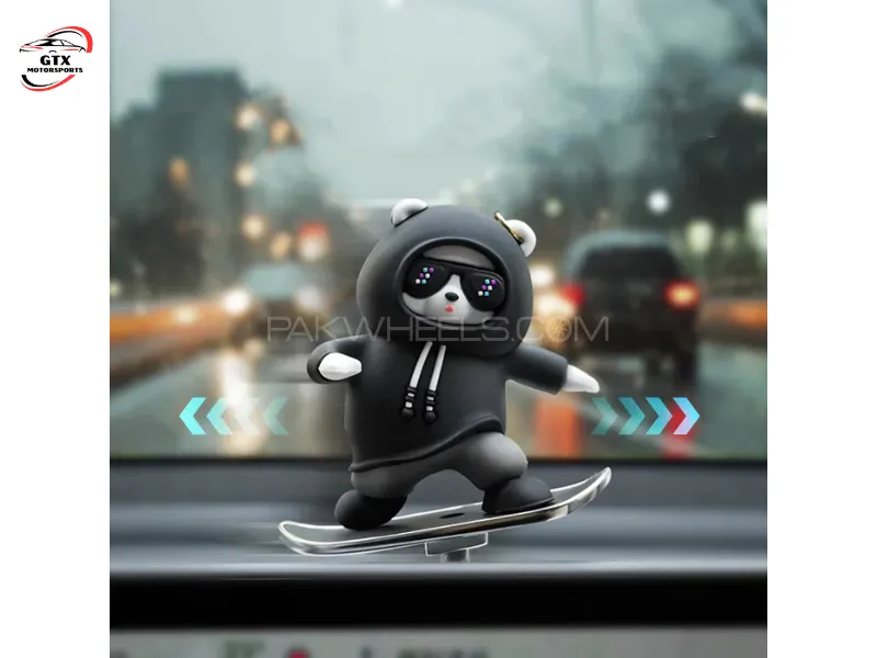 Automatic Sliding Bear Skateboard – Alloy Car Dashboard Decoration Toy Image-1