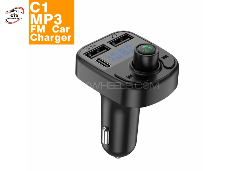 C1 Multifunction Wireless Car MP3 Player | Bluetooth FM Transmitter with 5V/3.1A Dual USB Charger Image-1
