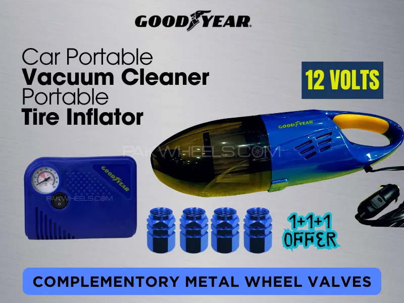 Good Year Compact car Vacuum 12V 120W Plus Air Compressor Pump Portable & Powerful Tire Inflator 12V Image-1