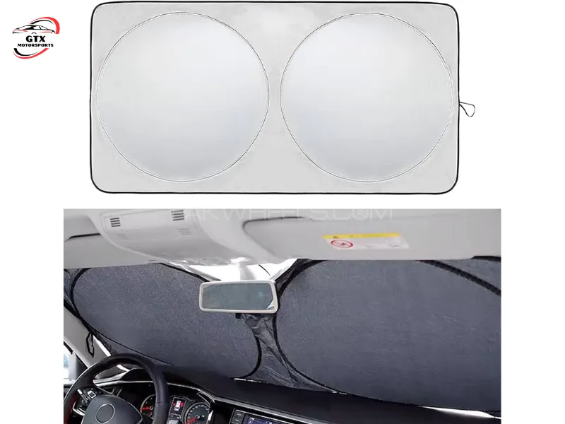 Universal Foldable Car Windshield Sunshade – Premium Reflective Sun Block with Carry Pouch Image-1