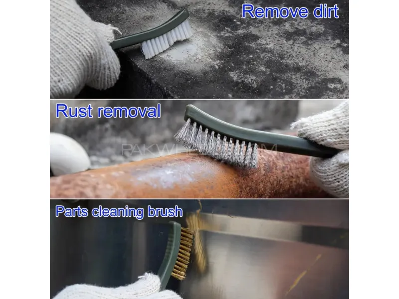 3pcs 170mm Mini Wire Brush Set Stainless | Steel, Brass, Nylon Cleaning Brush Image-1