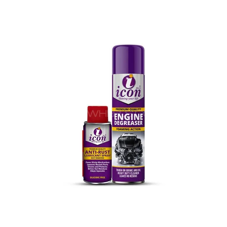Icon Plus Engine Degreaser 500ml + Anti-Rust Spray 100ml | Car & Bike Engine Cleaning & Rust Protect Image-1