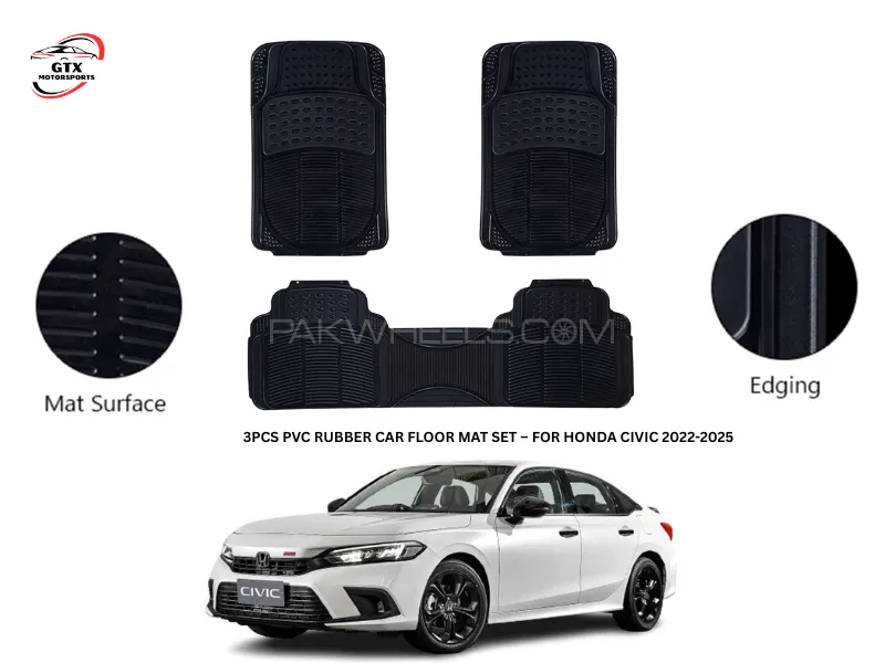 3PCS PVC Rubber Car Floor Mat Set – For Honda Civic 2022–2025 Image-1