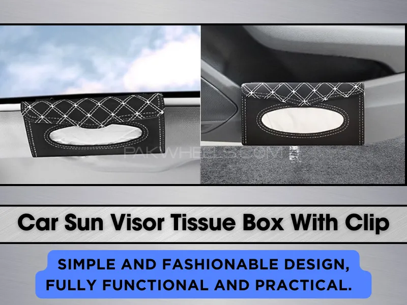 Car Sun Visor Tissue Box PU Leather Image-1