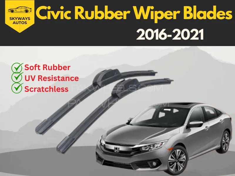 Soft Rubber Wiper Blades for Honda Civic Model 2016-2021 | Premium Quality Image-1