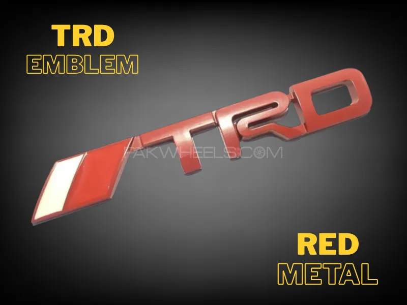 TRD 3D Metal Car Letters | TRD Sticker in Red color | Trunk Badge TRD Emblem Image-1
