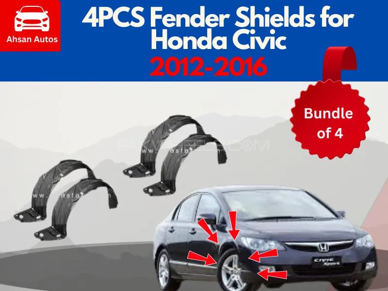 Bundle of 4PCS Fender Shields for Honda Civic 20012-2016 | Premium Quality Image-1
