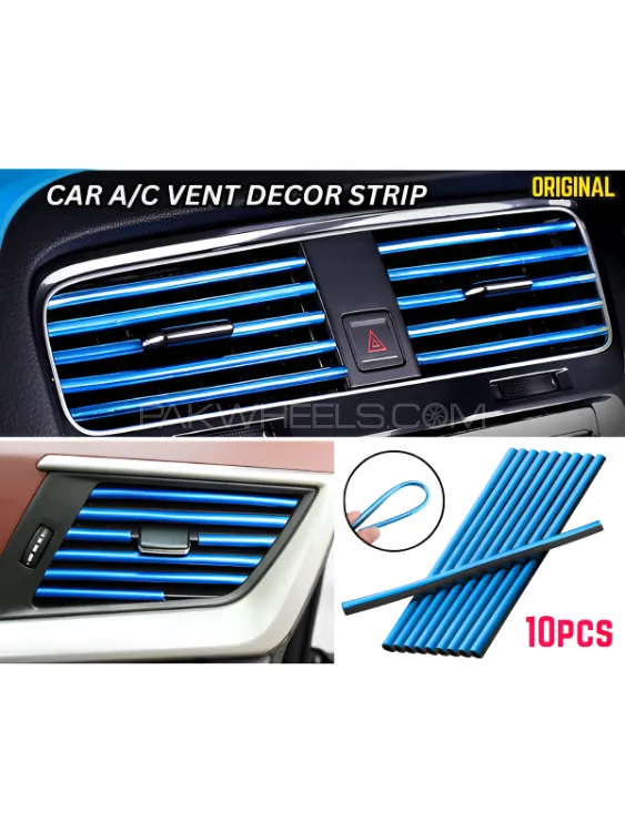 Car AC Decor Strip Decorative AC Vent Moulding Shining Strip - BLUE (10 PCS / PACK) Image-1