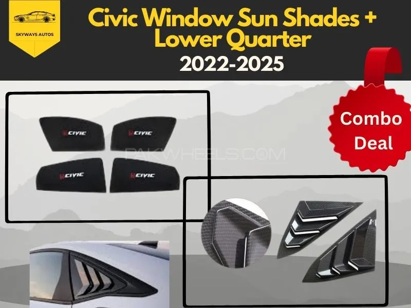 COMBO DEAL of Window Sun Shades + Lower Quarter for Civic 2022-2025 Image-1