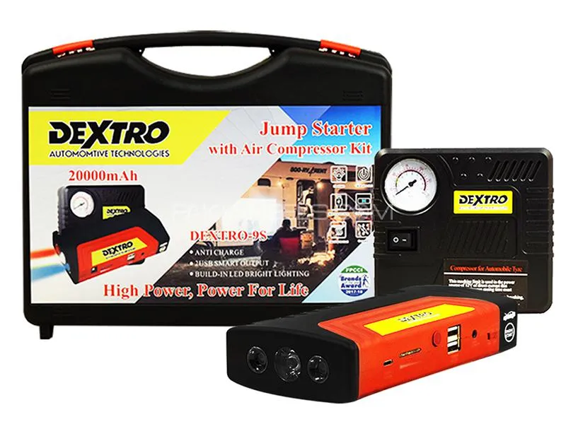 Dextro High Power Multifunction Car Jump Starter Power Bank with Air Compressor - Car Mela Image-1