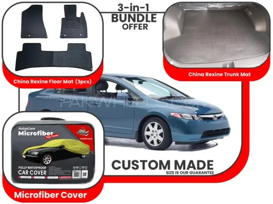 Honda Civic China rexine Floor Mat, Trunk mat and Microfiber Cover - Model 2002-2005 Image-1