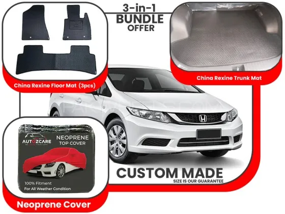 Honda Civic Rebirth China Rexine Floor Mat, Trunk mat and Neoprene Cover - Model 2013-2016 Image-1