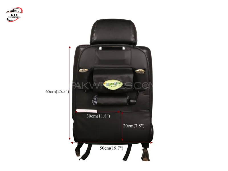Luxury PU Leather Car Seat Back Organizer & Kick Protector – Multi-Pocket Storage Bag - Universal Image-1