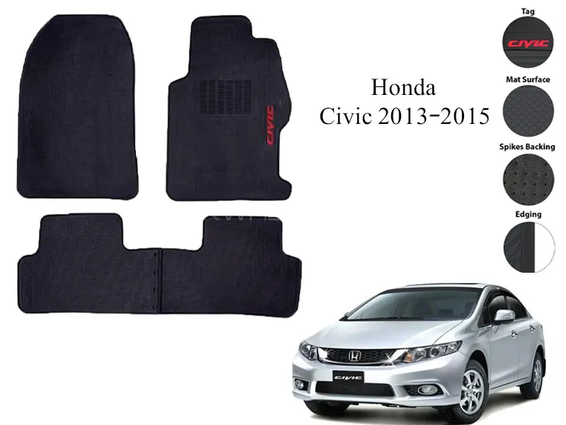 Premium Honda Civic 2013-2015 Rubber Full Fitting Car Latex Mat – All-Weather Interior Protection Image-1