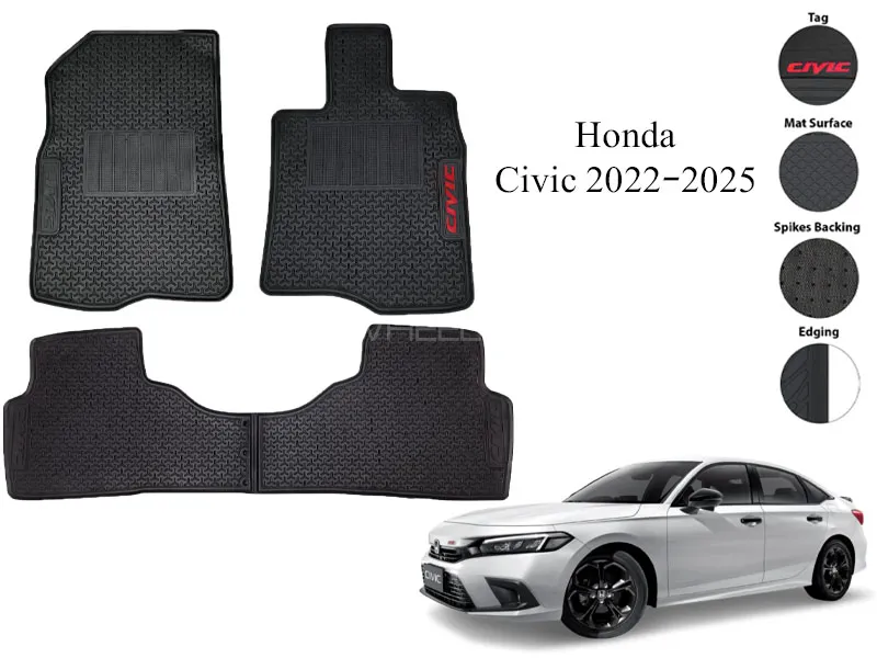 Premium Honda Civic 2022-2025 Rubber Full Fitting Car Latex Mat – All-Weather Interior Protection Image-1