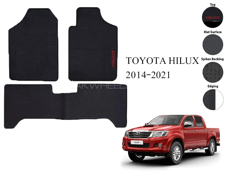 Premium TOYOTA HILUX 2014-2021 Rubber Full Fitting Car Latex Mat – All-Weather Interior Protection Image-1