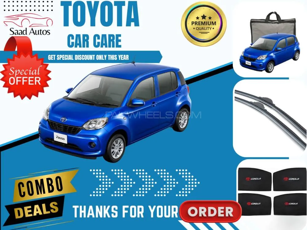 Toyota Passo Top Cover | Parachute | Waterproof | With Sun Shade & Silicon Wiper – Value Pack Image-1