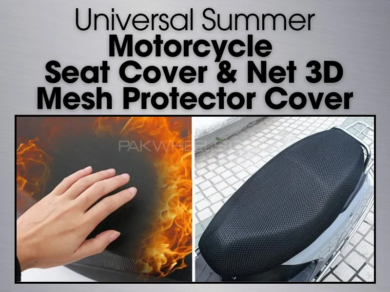  Universal Summer Motorcycle Seat Cover & Net 3D Mesh Protector Cover Image-1