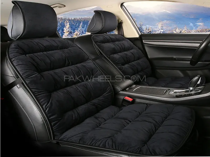 Universal Velvet Car Seat Cushion with Straps – Soft Velvet Fabric for Extra Comfort Image-1
