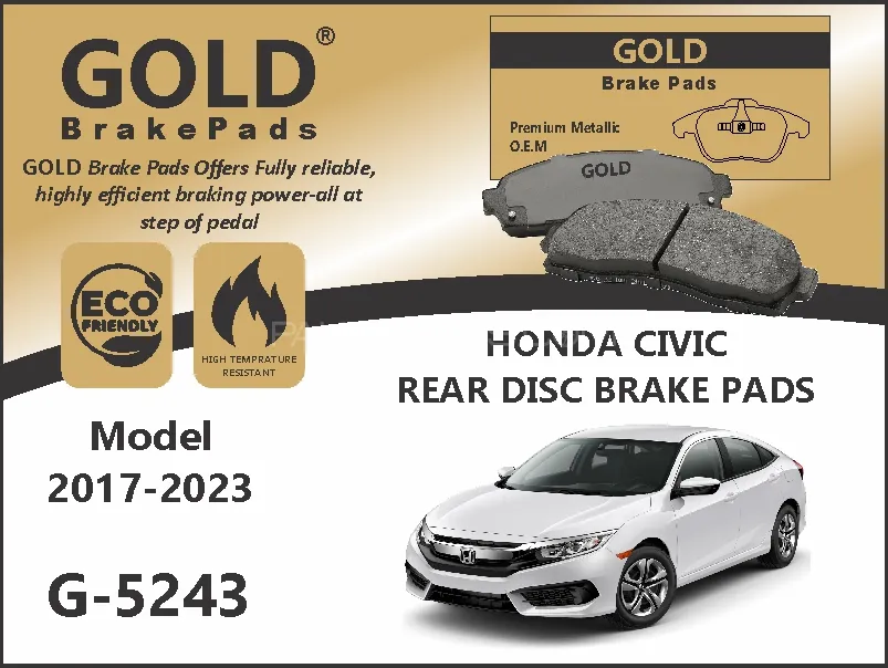 Honda Civic Rear Premium DIsc Brake Pads G-5243 Image-1
