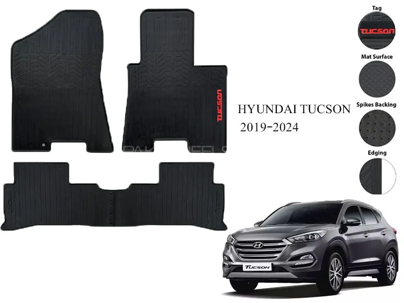 Premium HYUNDAI TUCSON 2019-2024 Rubber Full Fitting Car Latex Mat – All-Weather Interior Protection Image-1