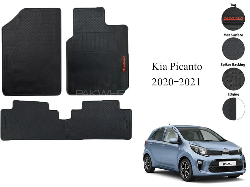 Premium Kia Picanto 2020-2021 Rubber Full Fitting Car Latex Mat – All-Weather Interior Protection Image-1