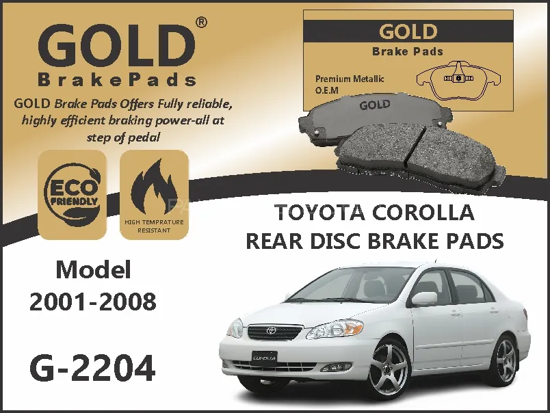 Toyota Corolla Rear Premium Disc Brake Pads G-2204 Image-1