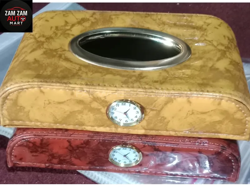 Car Tissue box Watch installed (red Color) Image-1